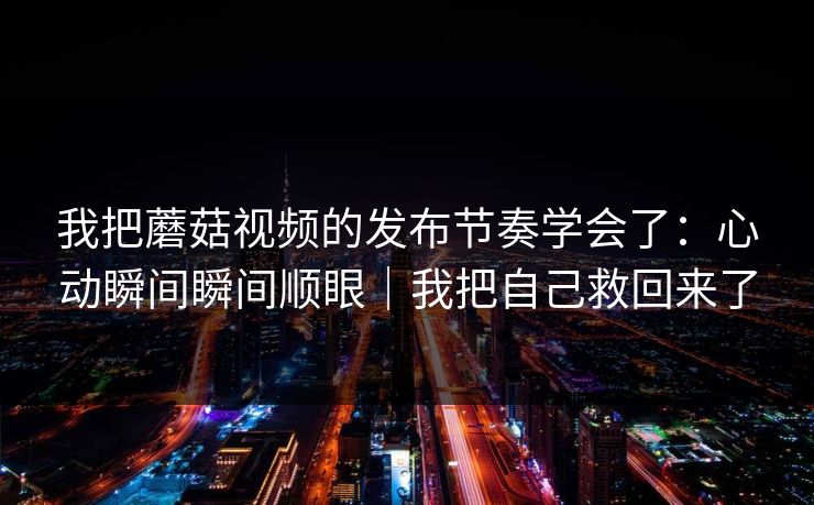 我把蘑菇视频的发布节奏学会了：心动瞬间瞬间顺眼｜我把自己救回来了