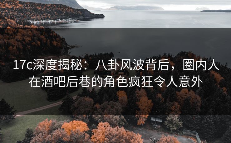 17c深度揭秘：八卦风波背后，圈内人在酒吧后巷的角色疯狂令人意外